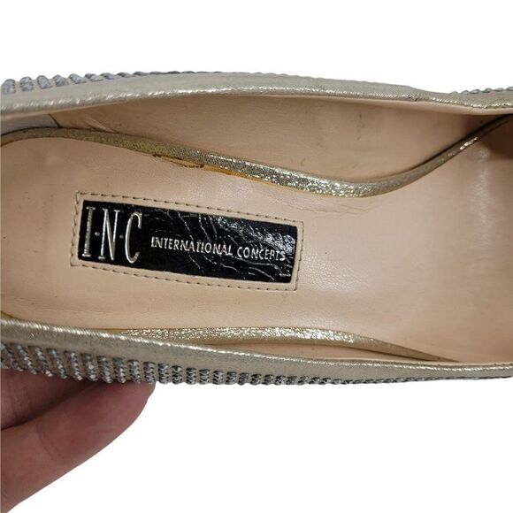 INC International Concepts ZITAH 3 Formal Gold Lame Rhinestone Heeled Pumps Sz 7 - Picture 6 of 9